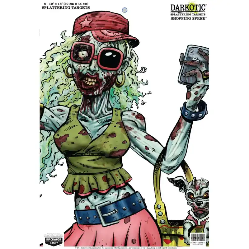 Birchwood Casey 35665 Darkotic Zombie Valley Girl Hanging Paper Target 12" x 18" 8 Per Pack