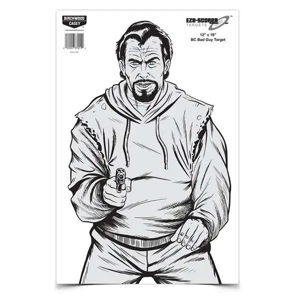 B/C TARGET EZE-SCORER 12"x18" BC BAD GUY PAPER 100/PK