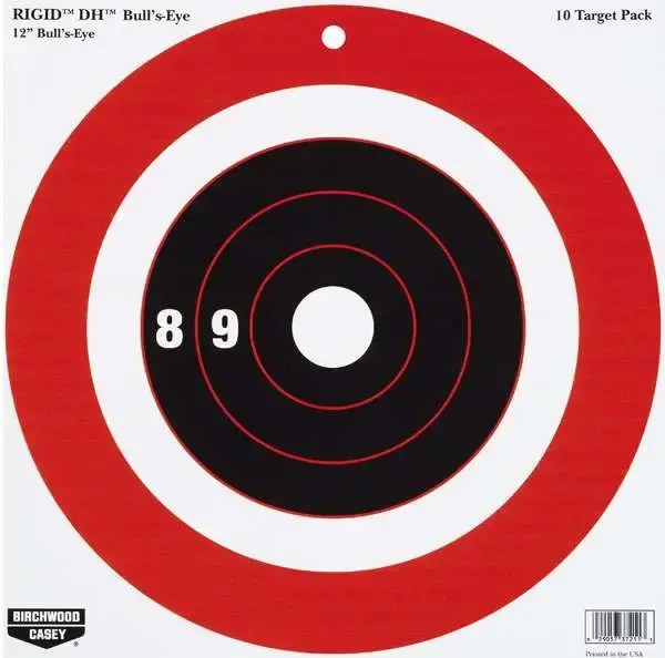 Birchwood Casey 37211 Rigid Bull's-Eye DH Bullseye Tagboard Target 12" x 12" 10 Per Pack
