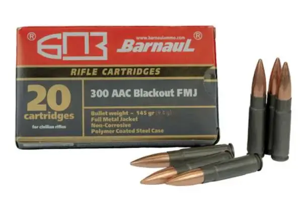Barnaul 300BLK Rifle Ammo - 145 Grain | FMJ | Steel Casing 20Rd/Bx