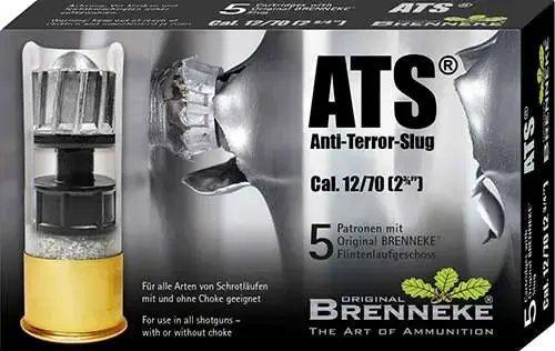 Brenneke SL122ATS Anti-Terror-Slug 12 Gauge 2.75 1 oz Slug Shot 5 Round Box