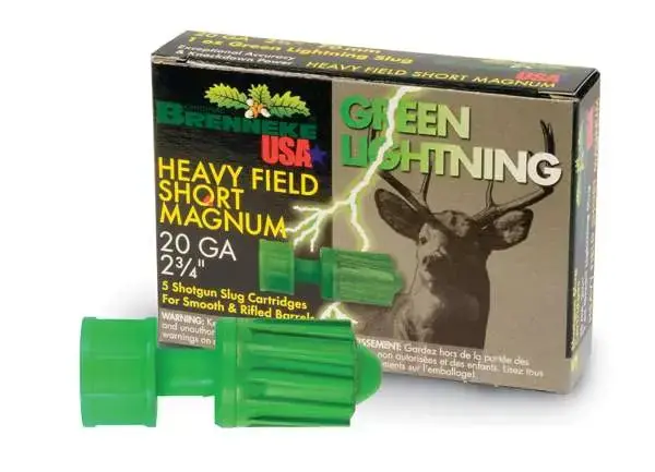 Brenneke SL202HFSGL Green Lightning 20 Gauge 2.75 Slug 1 oz 5 Round Box