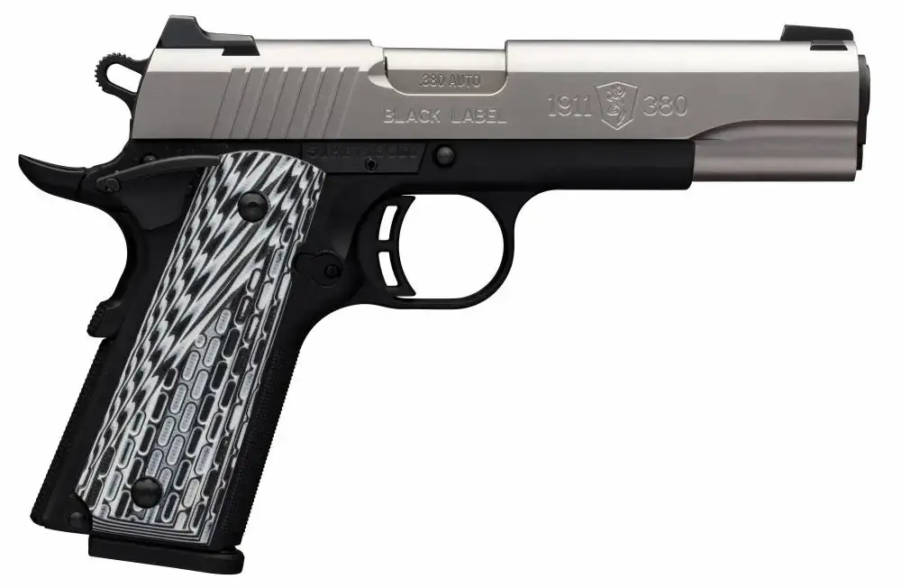 Browning 051922492 1911-380 Black Label Pro 380 ACP 4.25" 8+1 Black Stainless Steel Black G10 Grip