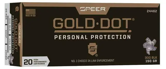 Federal 24462 Gold Dot 300 Blackout 150 gr Speer Gold Dot 20 Round Box