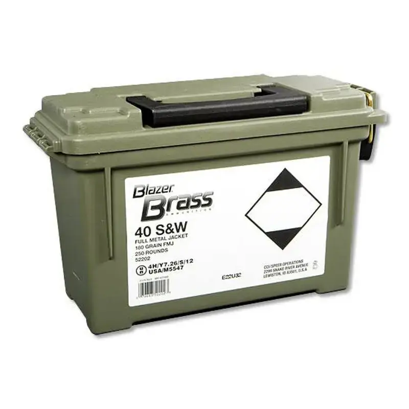 CCI 52202 Blazer Brass 40 S&W 180 gr Full Metal Jacket (FMJ) 250 Round Box (Plano Can)