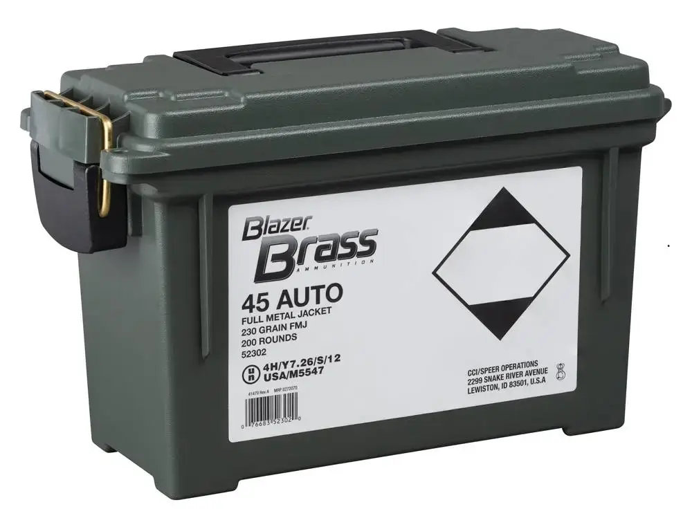CCI 52302 Blazer Brass 45 ACP 230 gr Full Metal Jacket (FMJ) 200 Round Box (Plano Can)