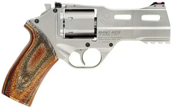 Chiappa Firearms 340222 Rhino 40DS 357 Mag 6rd 4" Nickel Plated Aluminum Frame Nickel Plated Steel Cylinder Walnut Grip