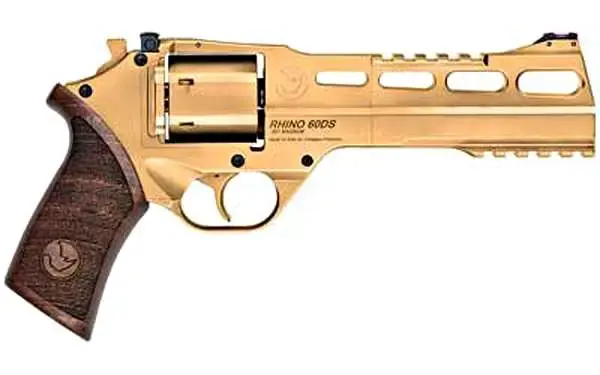 Chiappa Firearms 340225 Rhino 60DS 357 Mag 6" 6 Round Gold Plated PVD Walnut Grip