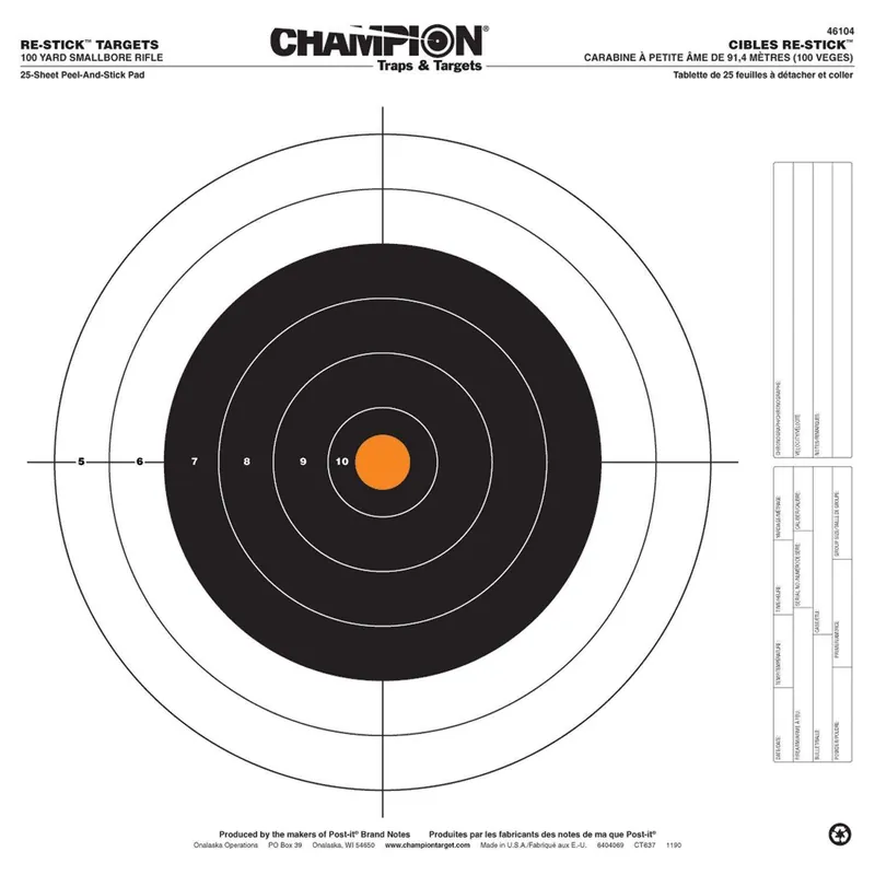 CHAMPION RE-STICK 100YD SMALLBORE SIGHT IN TARGET 16X16