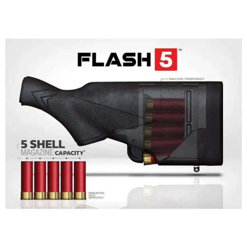 TactaLoad TLFL5-R8712 Flash-5 Gunstock Black Synthetic Fixed with Storage Compartment for Remington 870 Ambidextrous Hand