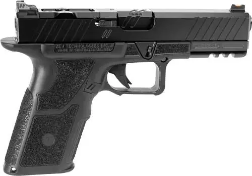 ZEV OZ9SDUTYSS OZ9 Duty Standard 9mm Luger 15+1 4.50", Black, Serrated Stainless Steel Slide with Optic Cut, Polymer Frame with Picatinny Rail, Fiber Optic Combat Sights