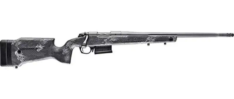 Bergara Rifles B14LM751 B-14 Crest 300 Win Mag 3+1, Sniper Gray Cerakote Fluted Barrel/Rec, Monte Carlo Carbon Fiber with Black & Gray Splatter, Omni Muzzle Brake