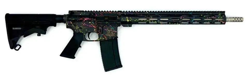 GLFA AR15 Rifle - Black (Saved By The Splatter) | .223 Wylde | 16" Heavy Stainless Steel Barrel | 15.25" M-LOK Handguard
