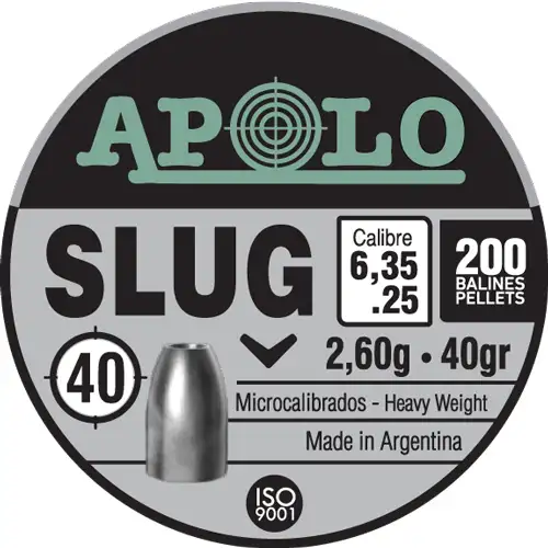 Apolo Slug 40gr 6.35mm .25 Caliber 200rd