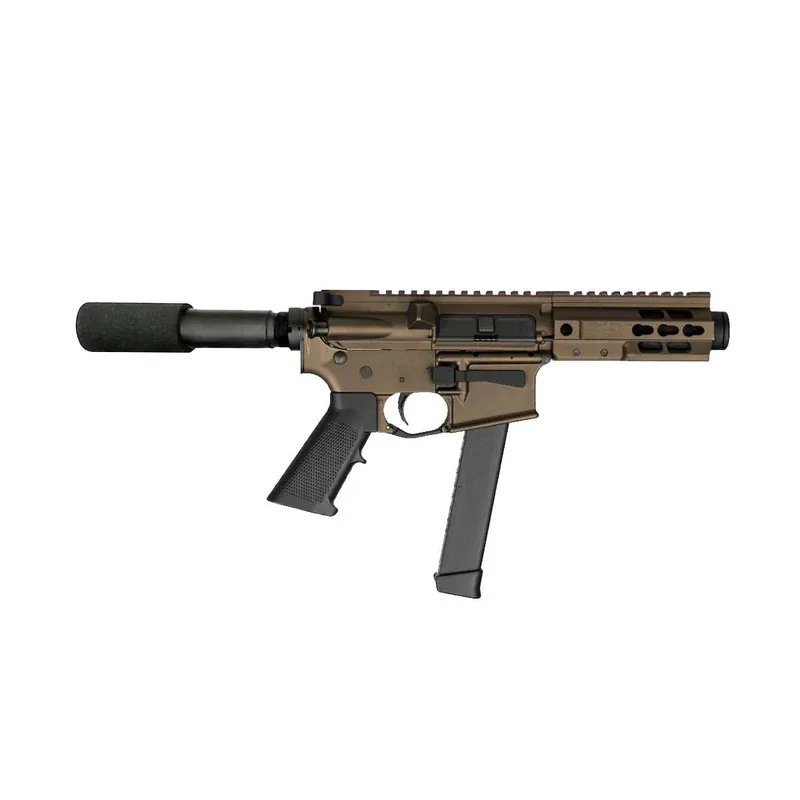 BRIGADE MFG BM-9 HGA 9MM 5.5IN BBL 5IN U-RAIL FORGED BURNT BRONZE PADDED BUFFER TUBE 33RD MINI CAN