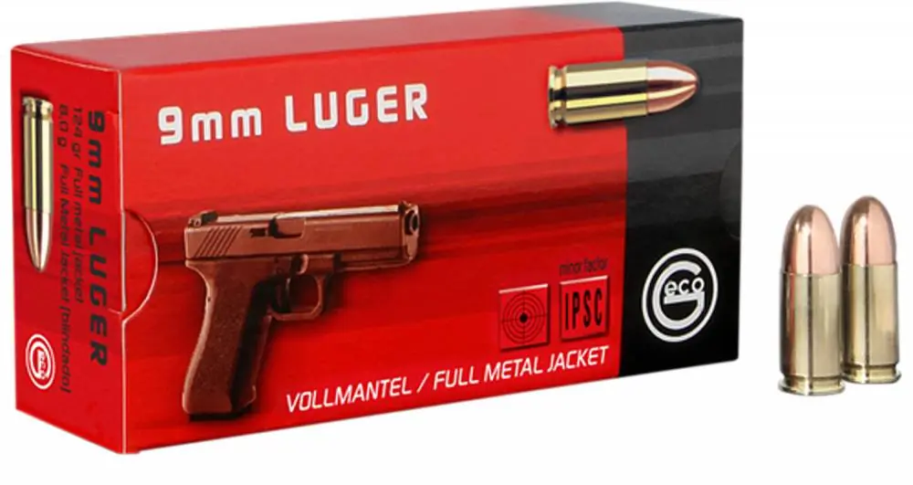 GECO 210040050 Pistol 9mm Luger 124 gr Full Metal Jacket (FMJ) 50 Round Box
