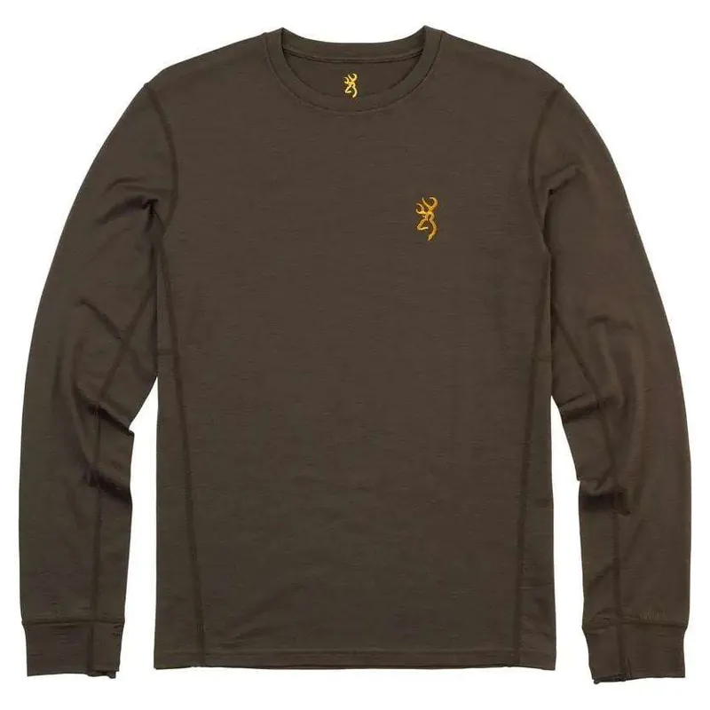 BG MERINO WOOL LS CREW SHIRT MAJOR BROWN LARGE