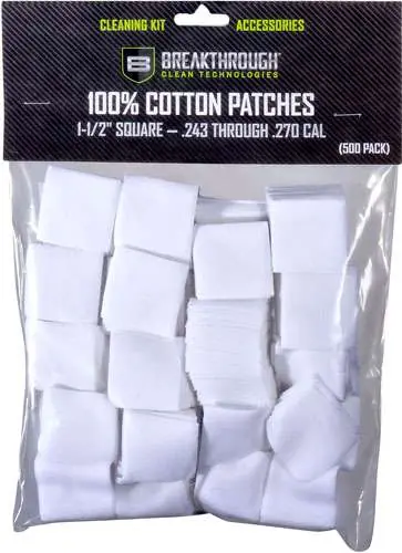 BREAKTHROUGH CLEANING PATCHES 1 1/2" SQUARE .243-270 50 PACK