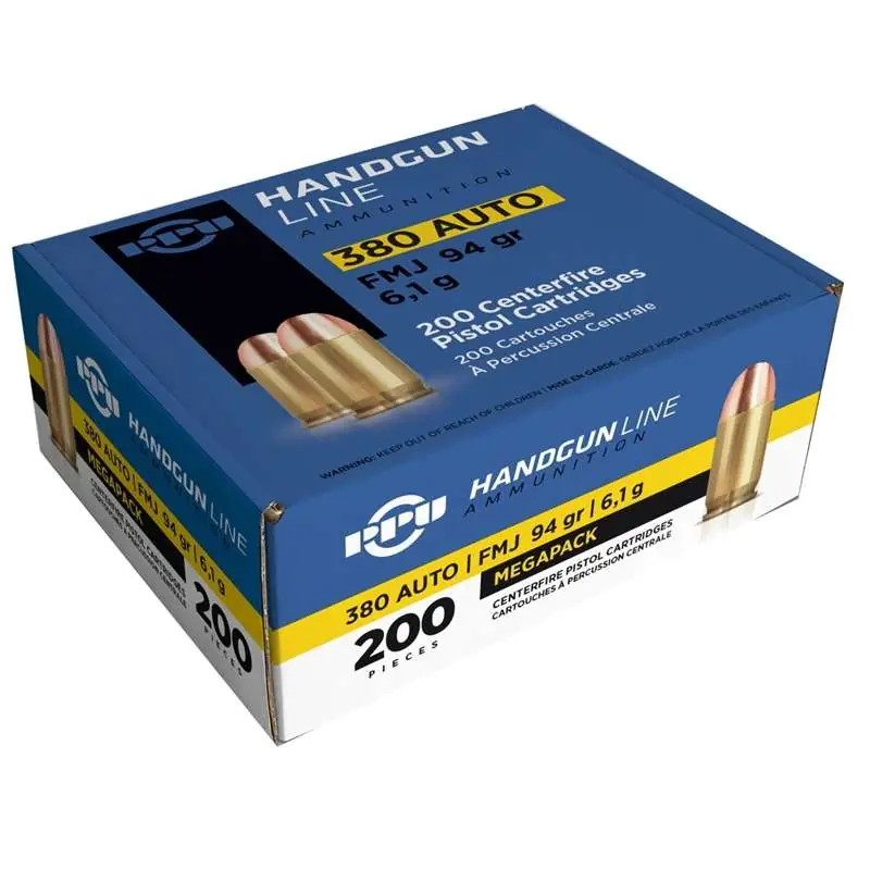 PPU MEGAPACK AMO 380 AUTO 94GR FMJ 200RD (3 BOX CASE)