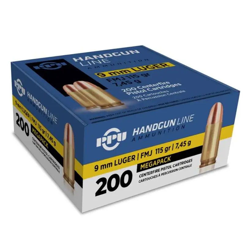 PPU MEGAPACK AMO 9MM 115GR FMJ 200RD (3 BOX CASE)