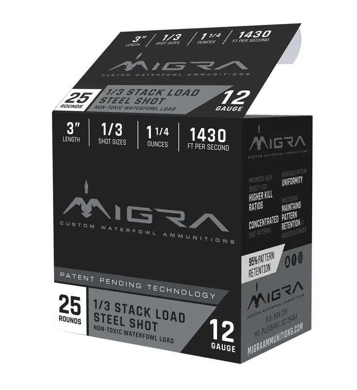 MIGRA STAXD STEEL AMO 12GA 3IN 1.25OZ 1-3 SHOT 25RD