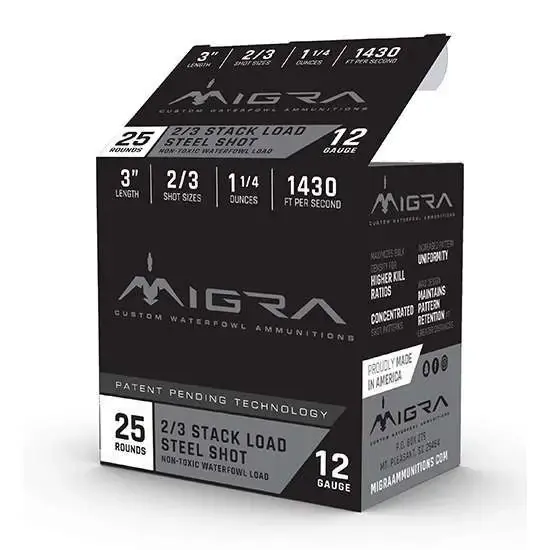 MIGRA STAXD STEEL AMO 12GA 3IN 1.25OZ 2-3 SHOT25RD