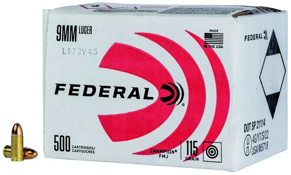 Federal C9115A500 Power-Shok 9mm Luger 115 gr 1125 fps Full Metal Jacket (FMJ) 500rds (Bulk Package)