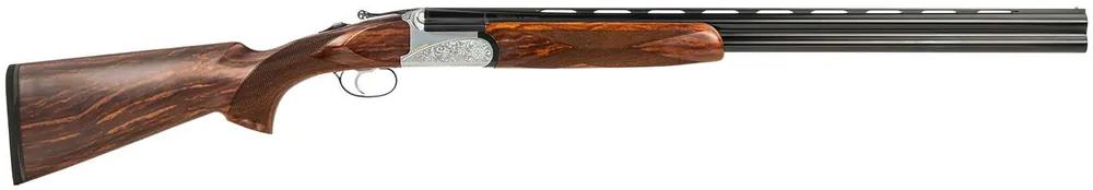 Fausti Usa, Inc 15102 Caledon 12 Gauge 3" 2rd 28" Blued Barrel, Engraved Stainless Rec, Wood Laser Grain Stock, Metallic Bead Sight