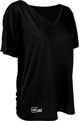 Glock AP960351 Glock Girl Relaxed Black Pre-Shrunk Cotton Short Sleeve V-Neck Medium