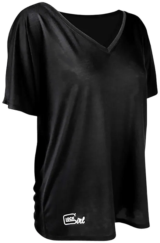 Glock AP960354 Glock Girl Relaxed Black Pre-Shrunk Cotton Short Sleeve V-Neck 2XL