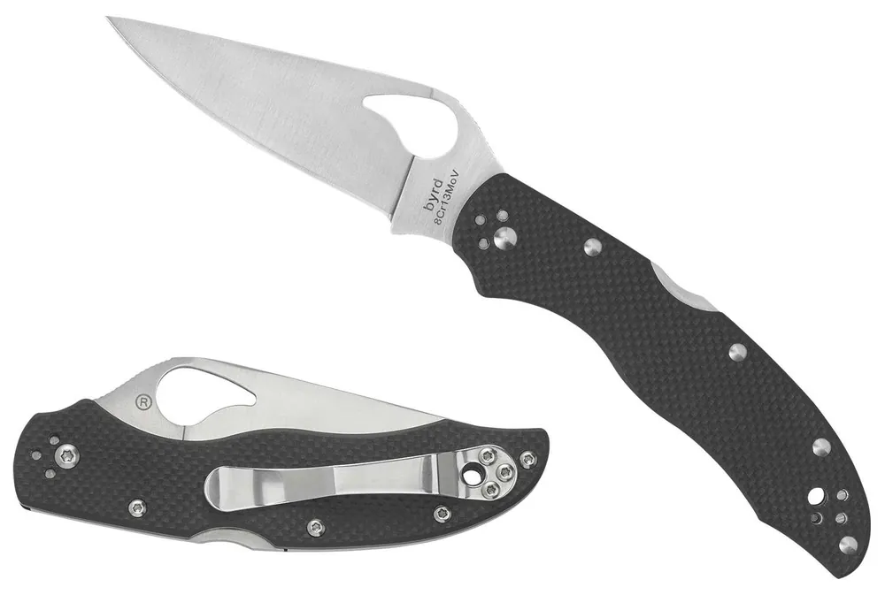 Spyderco BY01GPS2 Harrier 2 3.39" Folding Drop Point Part Serrated Stonewashed 8Cr13MoV SS Blade/Black Textured G10 Handle