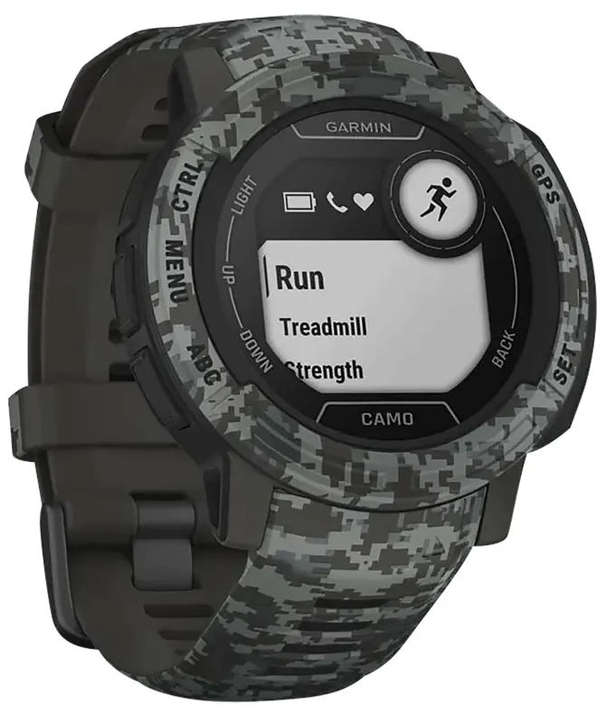 Garmin 0100262613 Instinct 2 Standard Edition GPS/Smart Features 32MB Memory Graphite Camo Size 45mm Compatible w/ iPhone/Android