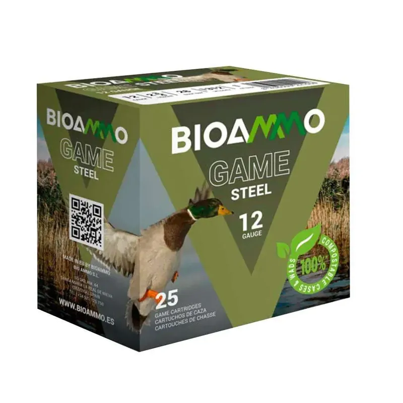 BIOAMMO 12 GA HB 1-1/16 OZ #4 STEEL GAME WATERFOWL Ammo 25 RD/ BOX