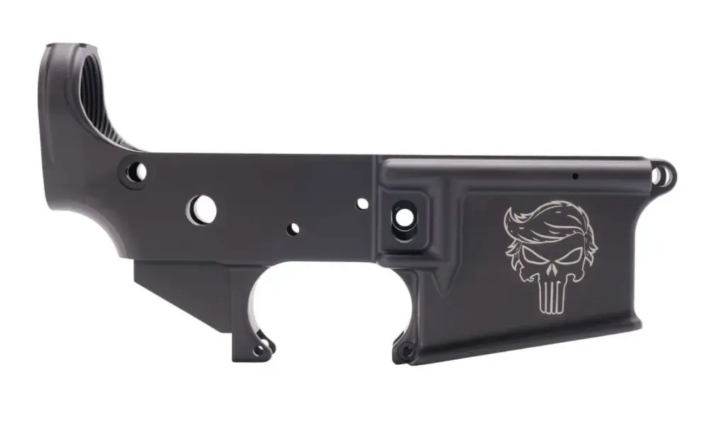 Anderson AM-15 Forged Stripped AR15 Lower Receiver - Black | Trump Punisher Logo | Retail Packaging