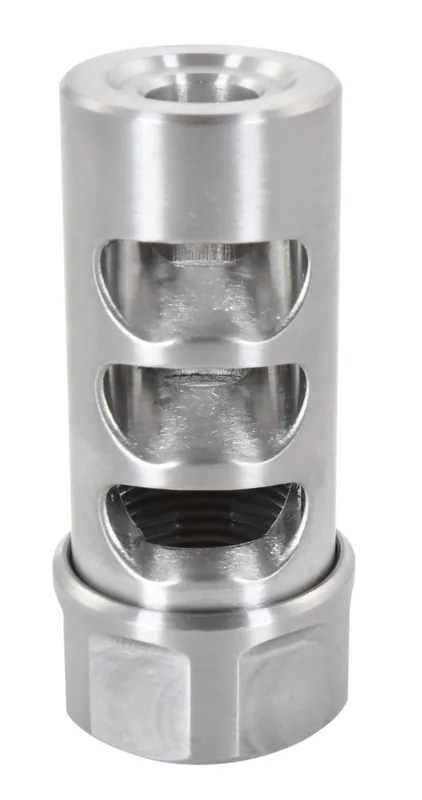American Precision Arms G2M1230S Gen 2 Micro Bastard Self Timing Brake Stainless Steel with 1/2"-28 tpi Threads, 1.86" OAL & .750" Diameter for 30 Cal AR-Platform & Hunting Rifles