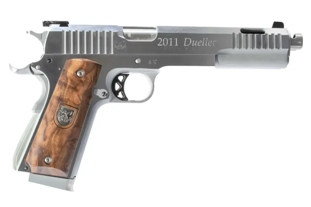 Arsenal Firearms Dueller Prismatic Double Barrel Pistol - Stainless | .45ACP | 6.5" Twin Ported Barrels | 7+7 Parallel Mag | Black G10 Grips