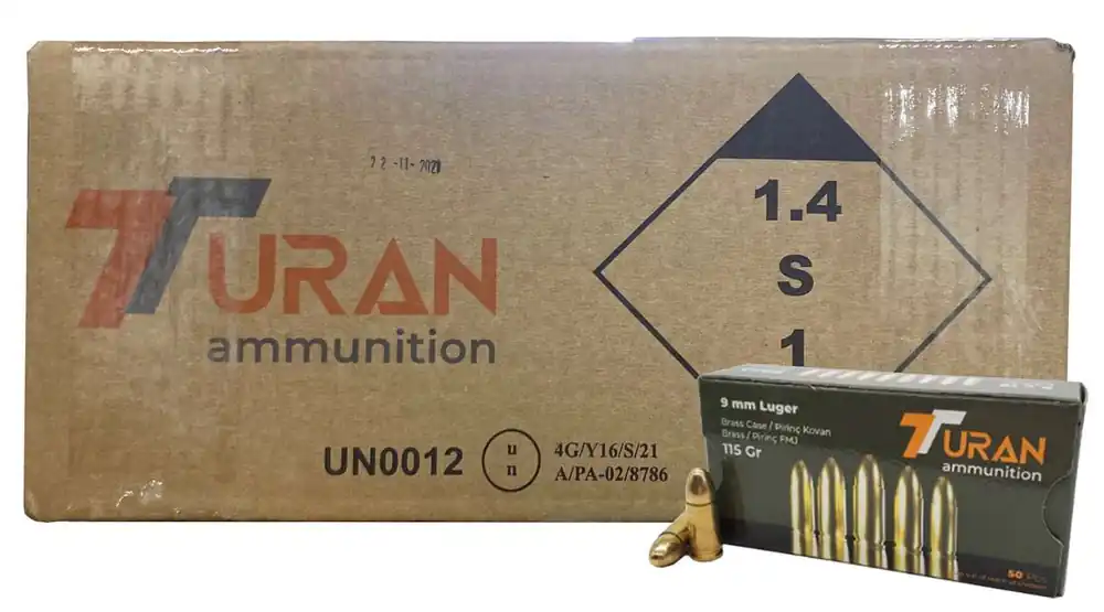 TURAN 9MM 115GR FMJ BRASS CASE 1000RD