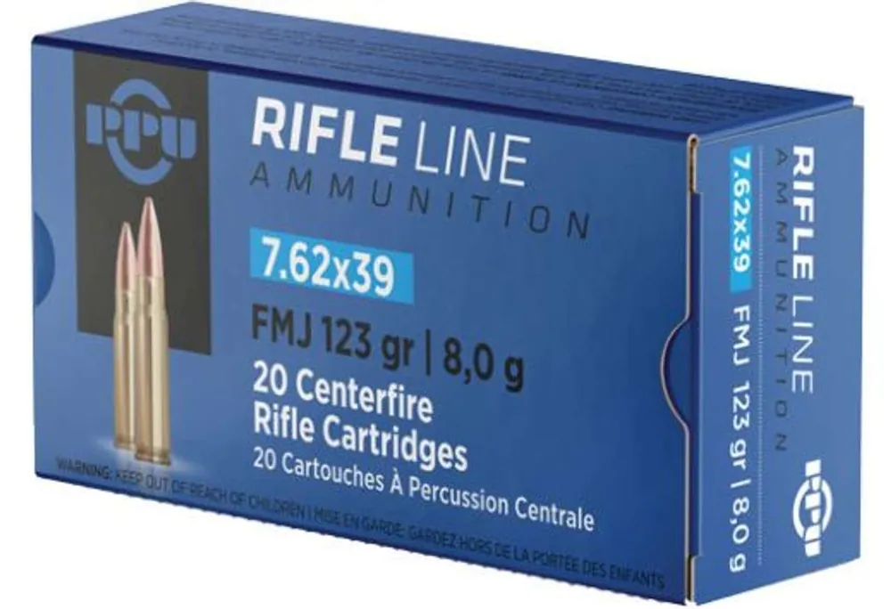 PPU 7.62X39 FMJ 123GR 20 Round Box