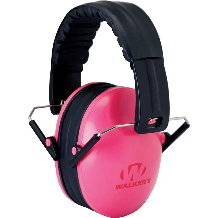 Walkers GWPFKDMPK Passive Baby & Kids Folding Polymer 22 dB Over the Head Pink Ear Cups w/Black Band