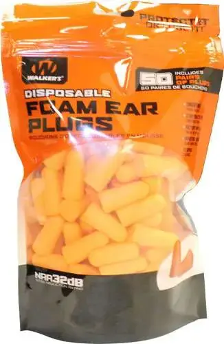 Walkers GWPFP50BAG Foam Ear Plugs 32 dB Orange 50 Pair