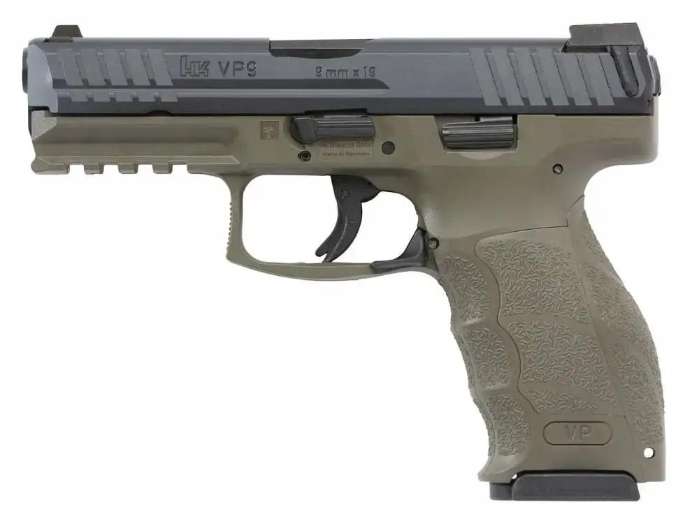 HK 700009GRLEA5 VP9 OD Green 9mm Luger Double 4.09" 15+1 OD Green Interchangeable Backstrap Grip Black Slide