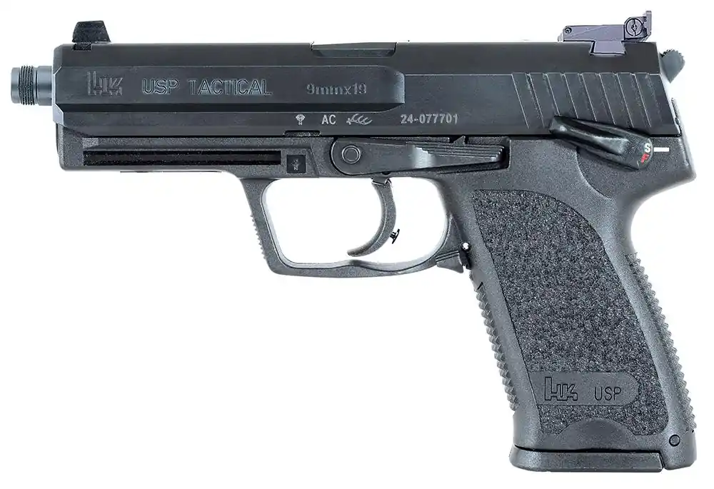 HK 709001TLEA5 USP9T Tactical 9mm Luger 4.86" 15+1 Black Black Polymer Grip 3 Magazines Night Sights