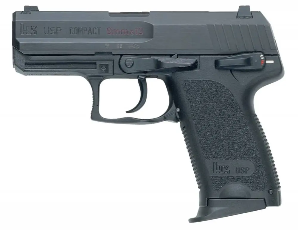 HK 709031LELA5 USP Compact V1 *CA Compliant 9mm Luger 3.58" 10+1 Black Blued Stainless Steel Black Polymer Grip