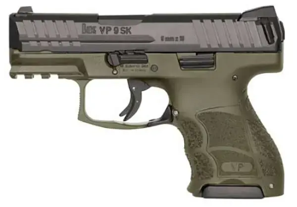 HK VP9 SK Double 9mm Luger 3.39" 10+1 2 Mags OD Green Interchangeable Backstrap Grip Black