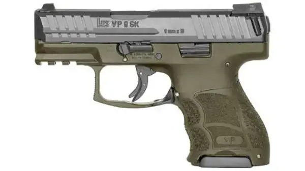 HK VP9 SK Double 9mm Luger 3.39" 10+1 3 Mags NS OD Green Interchangeable Backstrap Grip Black