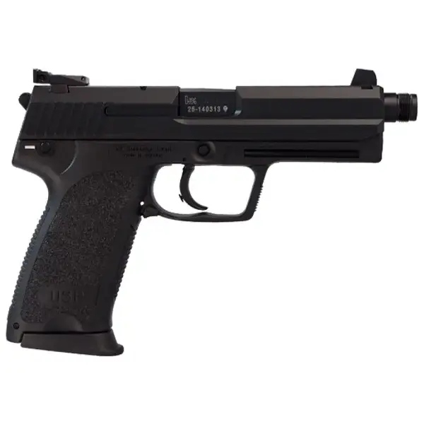 HK M704501TA5 USP45T V1 Tactical 45 ACP 5.09" 12+1 Black Steel Black Polymer Grip