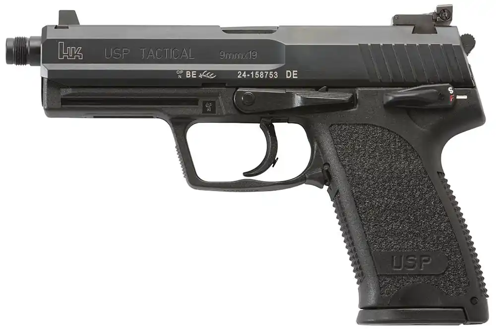 HK M709001TA5 USP9T Tac 9mm Luger 4.86" 15+1 Black Black Polymer Grip 2 Magazines