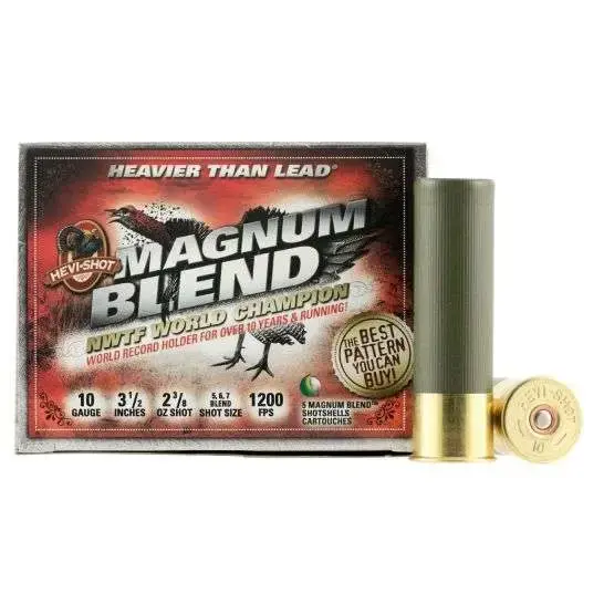 Hevishot 13567 Magnum Blend 10 Gauge 3.5 2 3/8 oz 5,6,7 Shot 5 Round Box