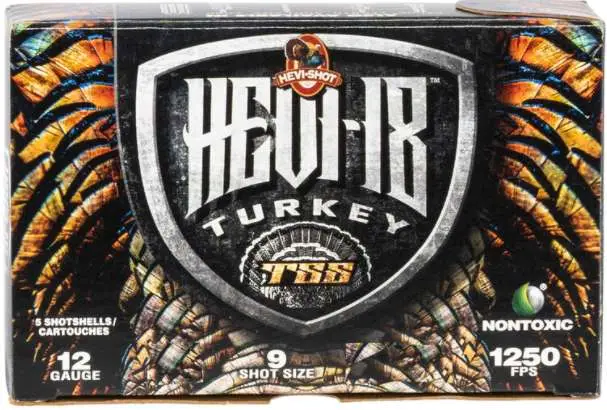 Hevishot 4509 Hevi-18 Turkey TSS 12 Gauge 3.5 2 1/4 oz 9 Shot 5 Round Box