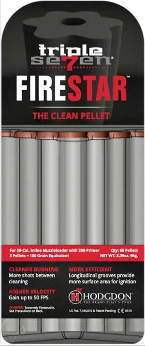 Hodgdon T7FS Triple Seven Firestar Pellets 60 Per Pack 3.39 oz